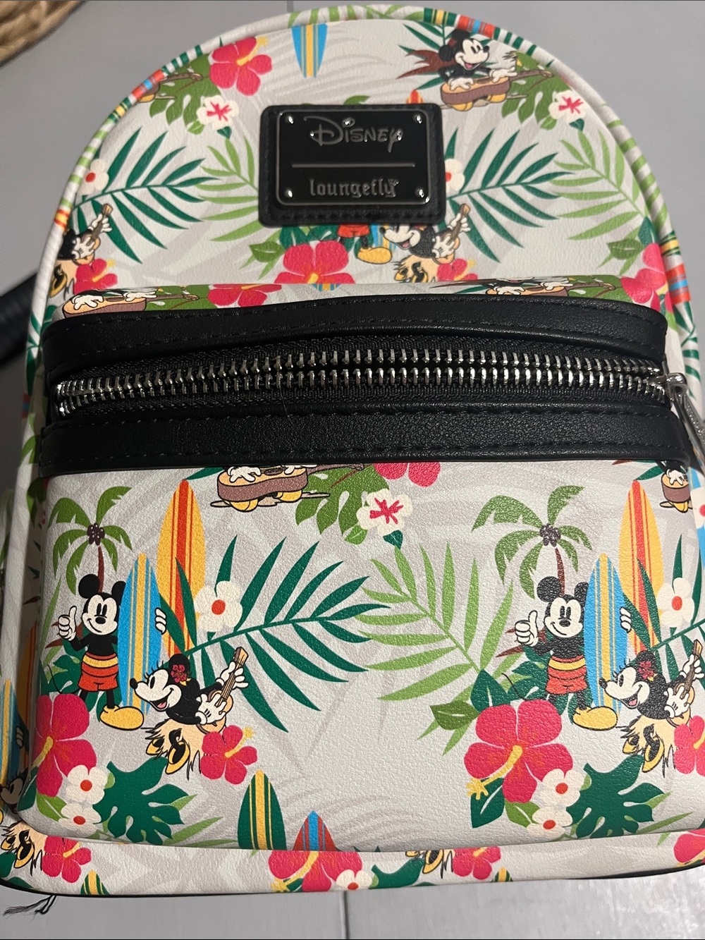 Loungefly White Tropical Mickey Surf Mini Backpack - Picture 3 of 11